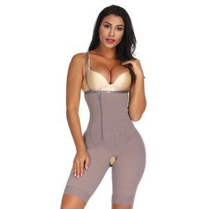 Sleek Smoother Nude Zipper Underbust Queen Size Bodysuit Hooks Meticulous Design